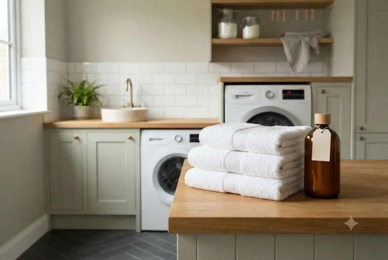 Fabric conditioner towels stacked neatly after proper washing and drying
