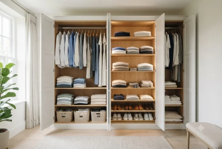 Clean wardrobe showing how to get rid of musty smell in wardrobe through proper storage and ventilation.