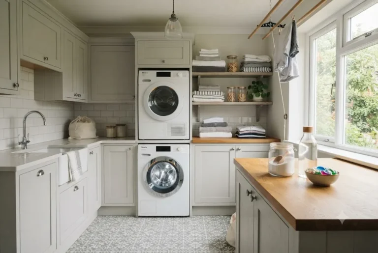 Different types of products explaining what is laundry soap in a modern laundry room