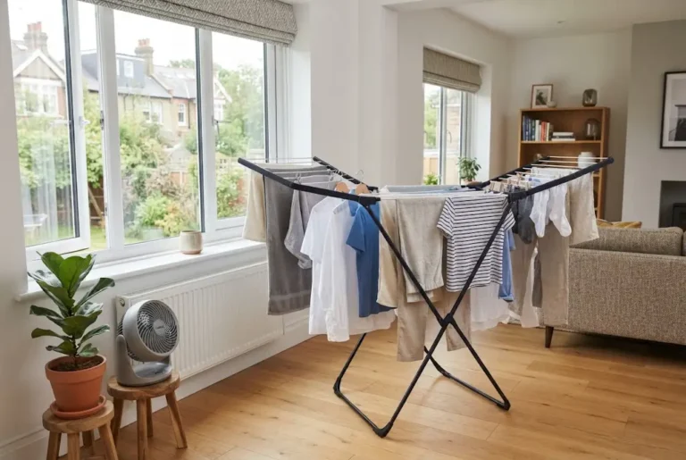 How to dry clothes fast using an indoor clothes airer and good airflow