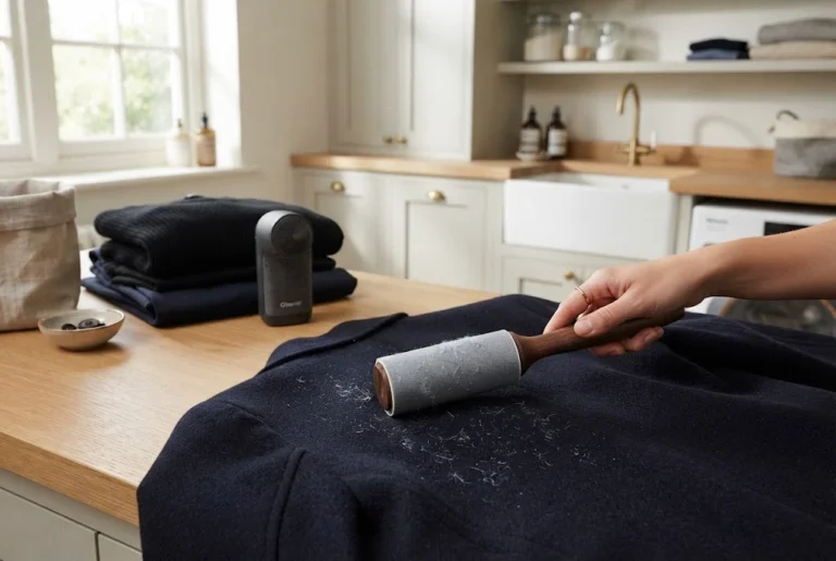 How to remove lint from clothes using a lint roller and simple laundry tools