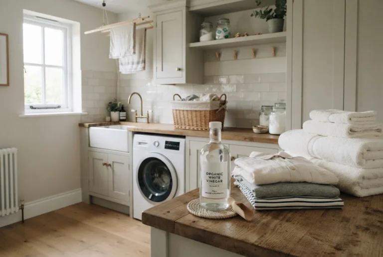 White vinegar in laundry used as a diluted pre-soak for clothes and towels