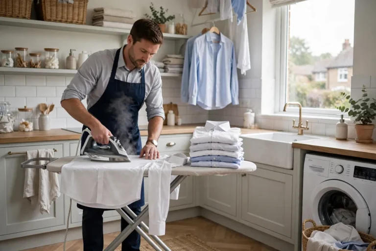 Ironing Service: What It Includes, How Prices Work and How to Choose One Professional ironing service pressing a freshly washed shirt on an ironing board
